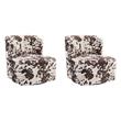 Pemberly Row Set of 2 Modern Accent Chairs in Brown Cow Fabric