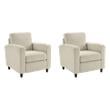 Pemberly Row Set of 2 Cream Fabric Club Chairs with Espresso Wood Legs