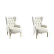 Pemberly Row Set of 2 Modern White Tufted Accent Chairs with Gold Legs