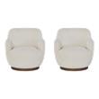 Pemberly Row Set of 2 Modern Ivory Polyester Swivel Chairs with Sable Bases