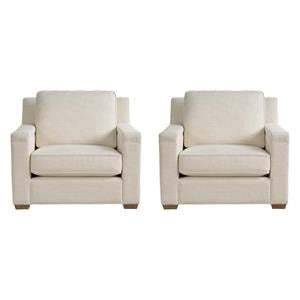 Pemberly Row Set of 2 Contemporary Asbury Oatmeal Upholstered Accent Chairs