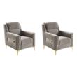 Pemberly Row Set of 2 Taupe Microfiber Accent Chairs with Gold Steel Legs