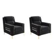 Pemberly Row Set of 2 Modern Black Upholstered Accent Chairs with Gold Legs