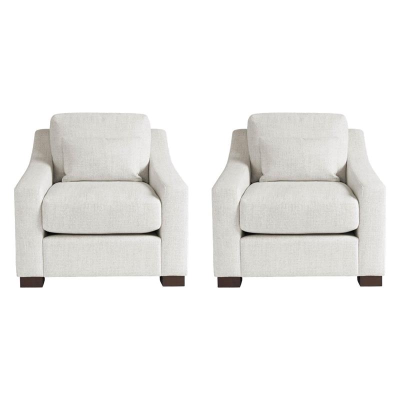 Pemberly Row Set of 2 Chairs in Off White with Solid Wood Frame & Polyester Upholstery