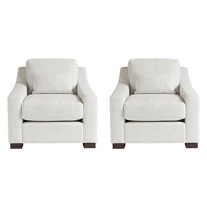 Pemberly Row Set of 2 Chairs in Off White with Solid Wood Frame & Polyester Upholstery