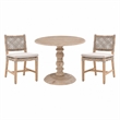 Pemberly Row Set of 3 Smoke Gray Round Dining Table and Woven Rope Chairs