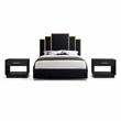 Pemberly Row Set of 3 Black Velvet King Bed and 2 Black Ash Nightstands