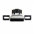 Pemberly Row Set of 3 Black Velvet Queen Bed and 2 Black Ash Nightstands
