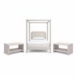 Pemberly Row Set of 3 Beige Linen Twin Bed and 2 Cream Velvet Nightstands