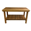 Pemberly Row Heavy Duty Rigid Shower Bench with Shelf in Teak Wood - 30