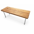 Pemberly Row Commercial Legged Bench in Teak Wood with Stainless Steel Legs