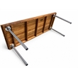 Pemberly Row Commercial Legged Bench in Teak Wood with Stainless Steel Legs