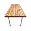 Pemberly Row Commercial Legged Bench in Teak Wood with Stainless Steel Legs