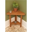 Pemberly Row Mini Corner Shower Bench with Shelf in Teak Wood