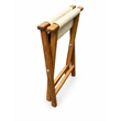 Pemberly Row Folding Teak Wood Camp Stool with Khaki Canvas Seat