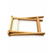 Pemberly Row Folding Teak Wood Camp Stool with Khaki Canvas Seat