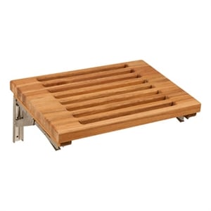 Pemberly Row 18&quotWall Mount Teak Wood Folding Shower Bench with Slats