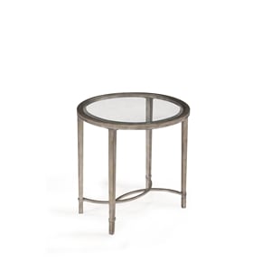 Beaumont Lane Antique Metal End Table in Antique Silver with Gold Tint