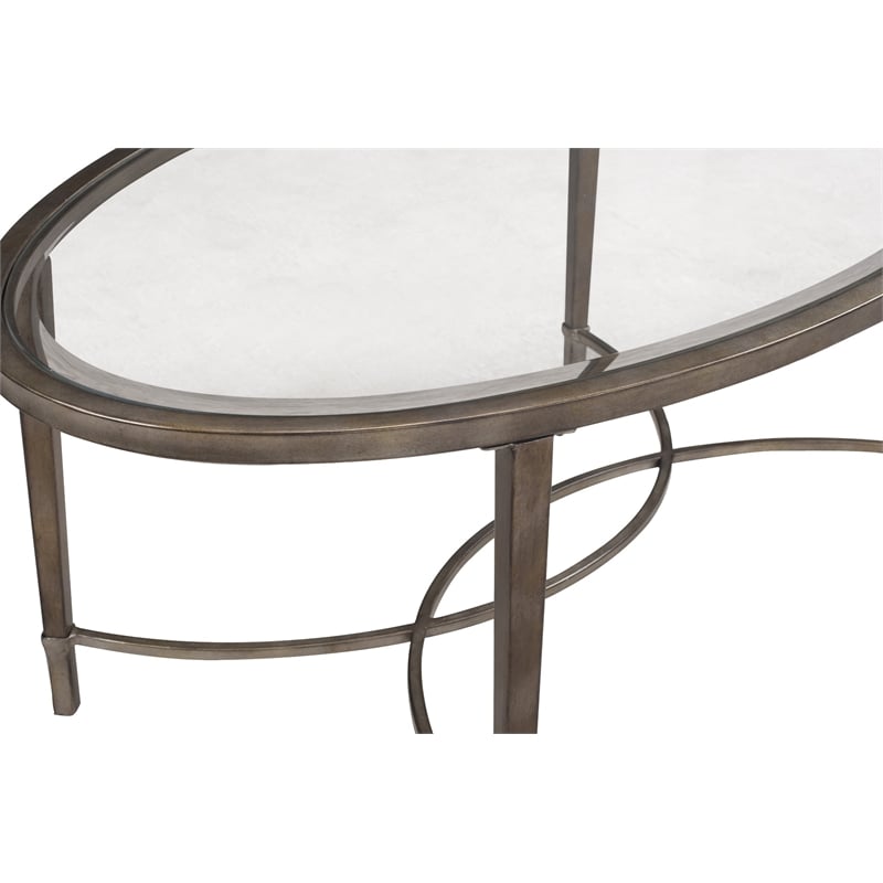 Beaumont Lane Glass Top Coffee Table in Antique Silver Gray
