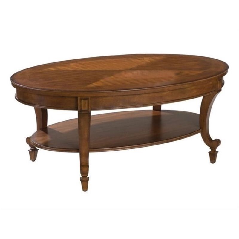 Beaumont Lane Oval Coffee Table In Cinnamon Brown