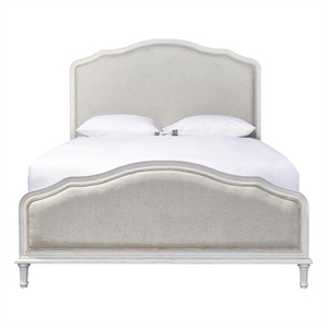 Beaumont Lane Transitional Fabric Upholstered King Size Bed in Distressed White