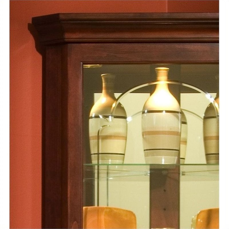 Beaumont Lane 5 Shelf Corner Curio Cabinet in Victorian Cherry
