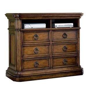 beaumont lane 6 drawer media chest in dark wood