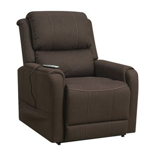 beaumont lane heat and massaging lift recliner in brown