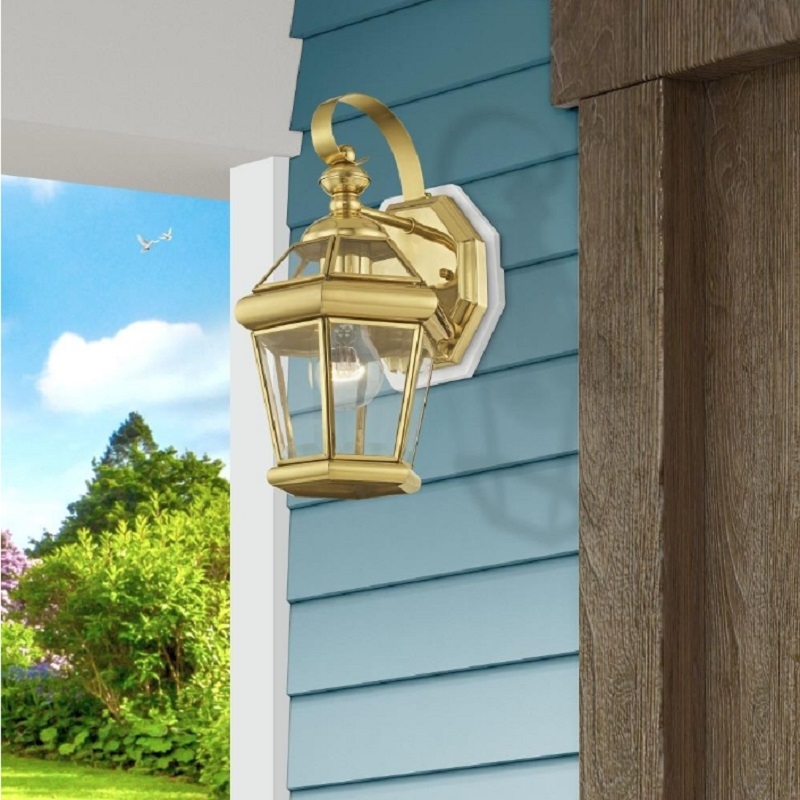 Beaumont Lane Outdoor Wall Lantern in Polished Brass