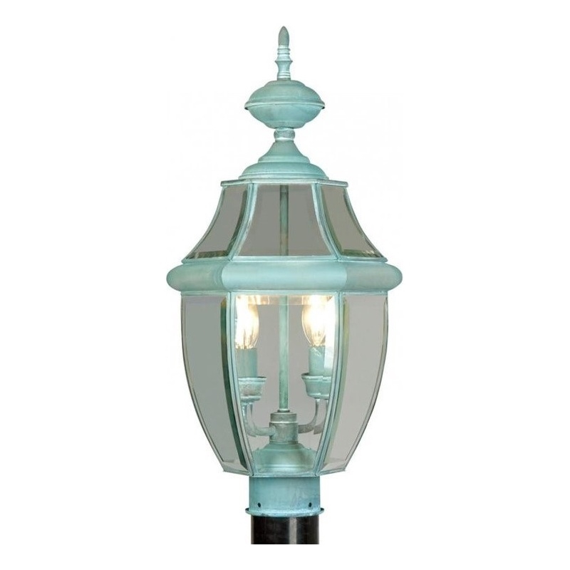 Beaumont Lane 2 Light Outdoor Post Head in Verdigris