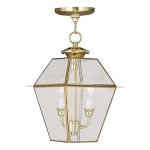 Beaumont Lane 2 Light Outdoor Chain Hang in Polished Brass