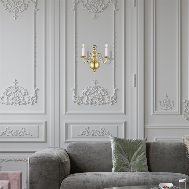 Beaumont Lane 2 Light Wall Sconce in Polished Brass