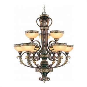 Beaumont Lane 9 Light Chandelier in Palacial Bronze and Gilded Accents