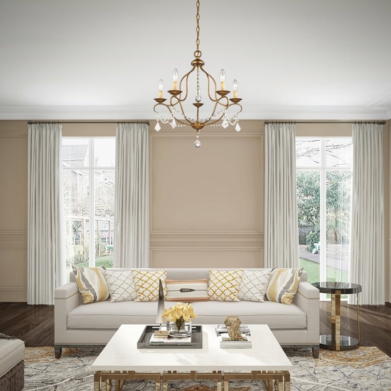 Beaumont Lane 5 Light Chandelier in Antique Gold Leaf