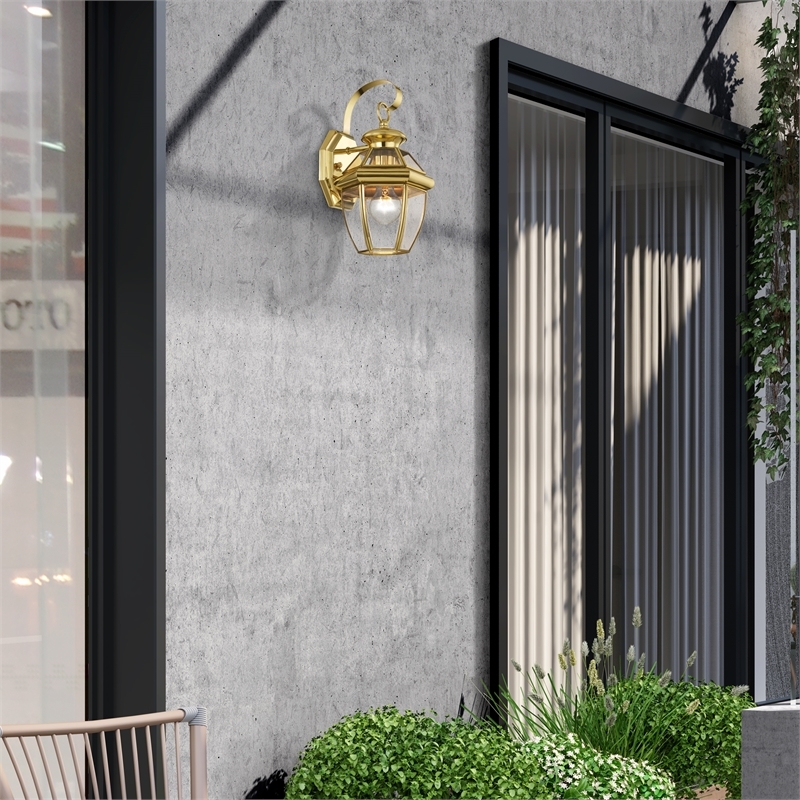 Beaumont Lane Outdoor Wall Lantern in Polished Brass