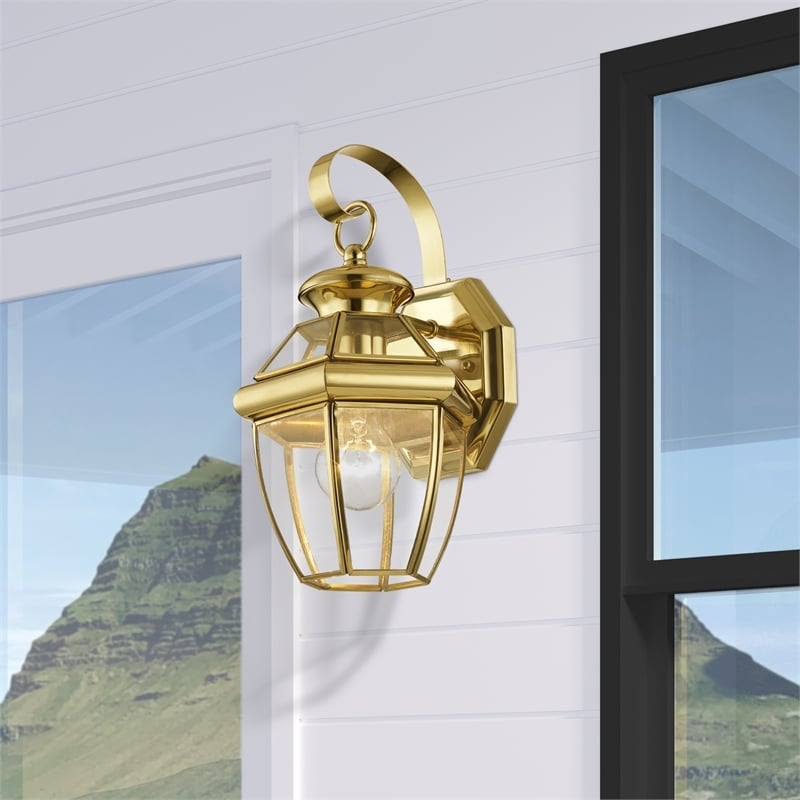 Beaumont Lane Outdoor Wall Lantern in Polished Brass