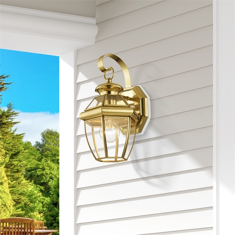 Beaumont Lane Outdoor Wall Lantern in Polished Brass