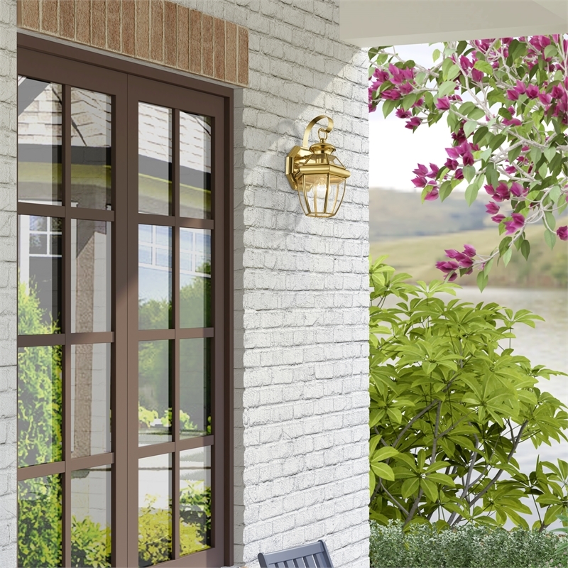 Beaumont Lane Outdoor Wall Lantern in Polished Brass