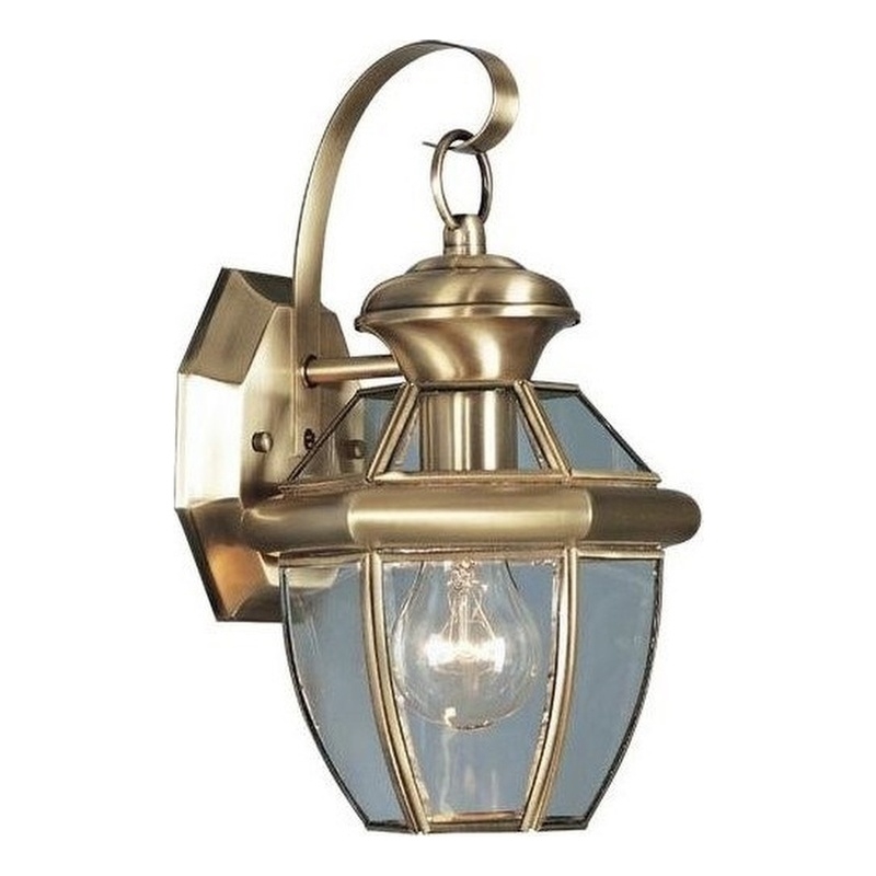 Beaumont Lane Outdoor Wall Lantern in Antique Brass