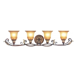 Beaumont Lane 4 Light Bath Light in Verona Bronze and Aged Gold Leaf