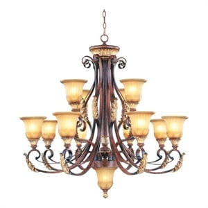 Beaumont Lane 12 Light Chandelier in Verona Bronze and Aged Gold Leaf