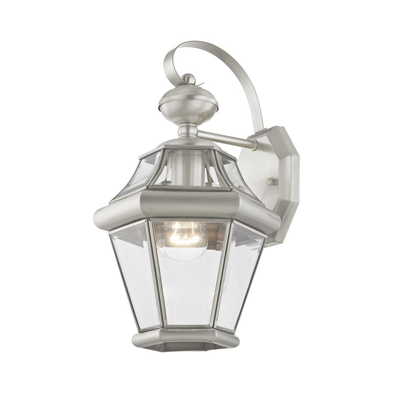 Beaumont Lane Outdoor Wall Lantern in Brushed Nickel
