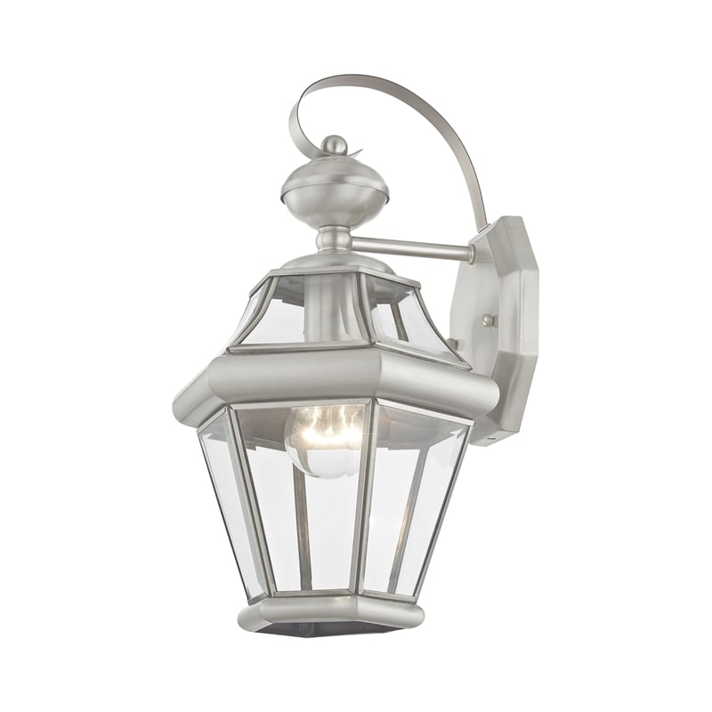 Beaumont Lane Outdoor Wall Lantern in Brushed Nickel
