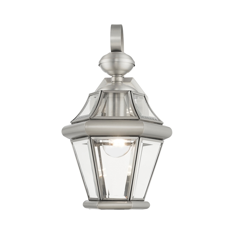 Beaumont Lane Outdoor Wall Lantern in Brushed Nickel
