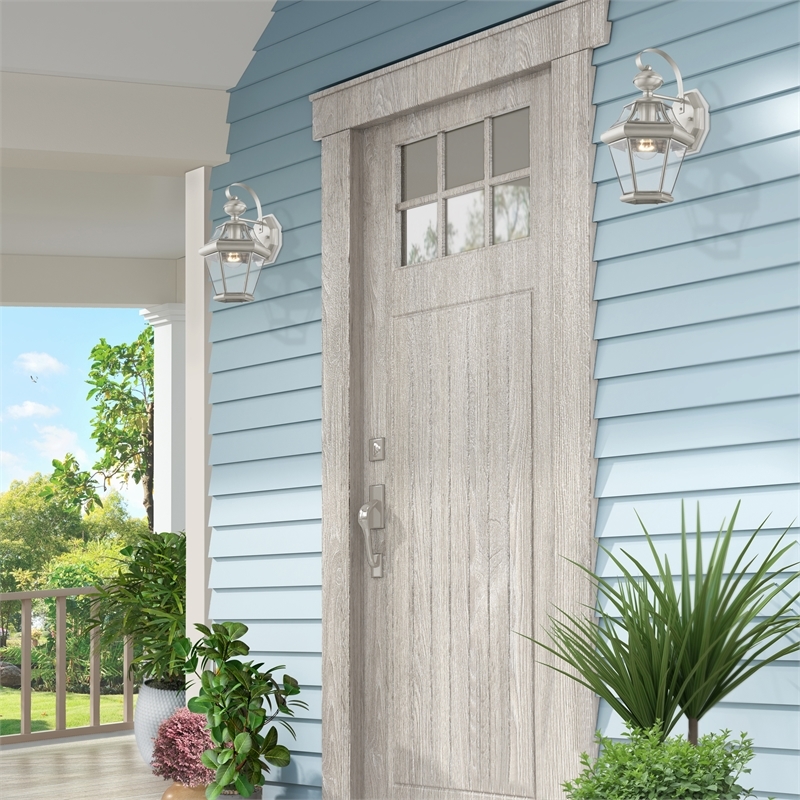 Beaumont Lane Outdoor Wall Lantern in Brushed Nickel