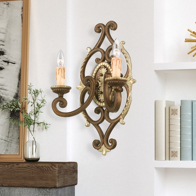 Beaumont Lane 2 Light Wall Sconce in Bronze and Gilded Accents