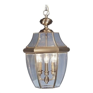 Beaumont Lane 3 Light Outdoor Chain Hang in Antique Brass