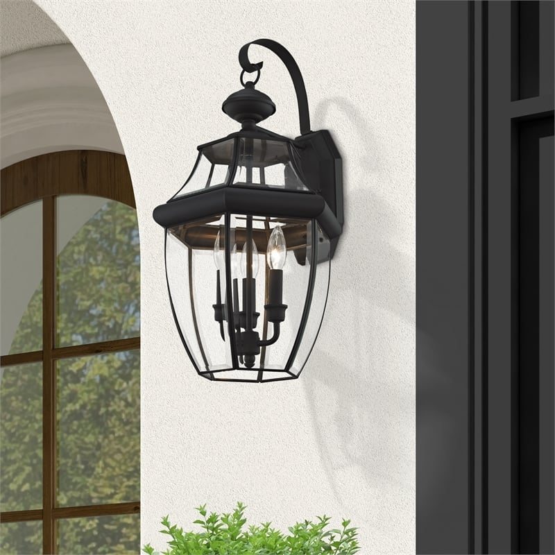 Beaumont Lane 3 Light Outdoor Wall Lantern in Black
