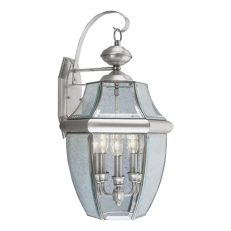 Beaumont Lane 3 Light Outdoor Wall Lantern in Brushed Nickel