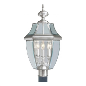 Beaumont Lane 3 Light Outdoor Post Head in Brushed Nickel